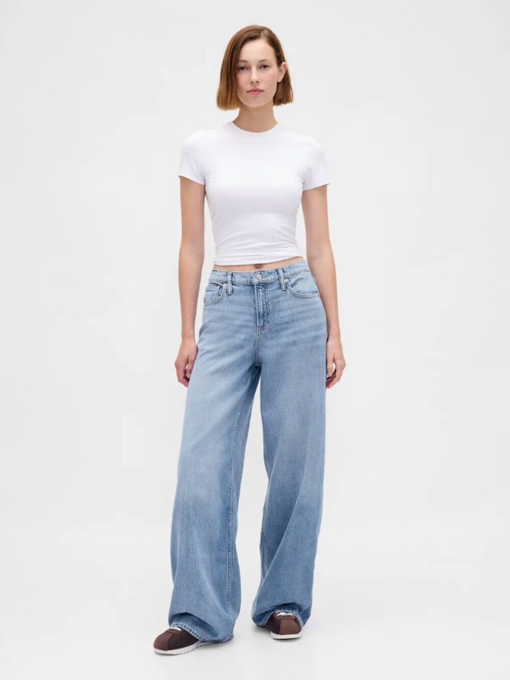 GAP - Mid Rise UltraSoft Baggy Jeans - 90s / Streetwear – Light Blue Indigo – 28